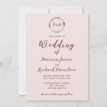 Misty Roos Monogram Elegant Wedding Uitnodiging