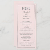 Misty Roos Pink Blush Weddenrennen Menu (Voorkant / Achterkant)