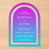 Misty rose and light sky blue gradient wedding acryl uitnodigingen (Voorkant)