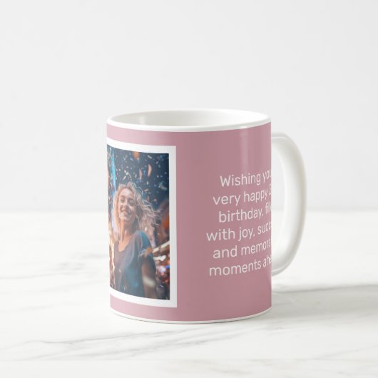 Misty Rose Happy Birthday Coffee Mug (Devant droit)