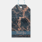 Misty Rustic Blue en Roos Gold Pink Glam Marble Cadeaulabel (Voorkant)
