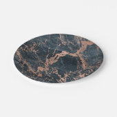 Misty Rustic Blue en Roos Gold Pink Glam Marble Papieren Bordje (Gekanteld)
