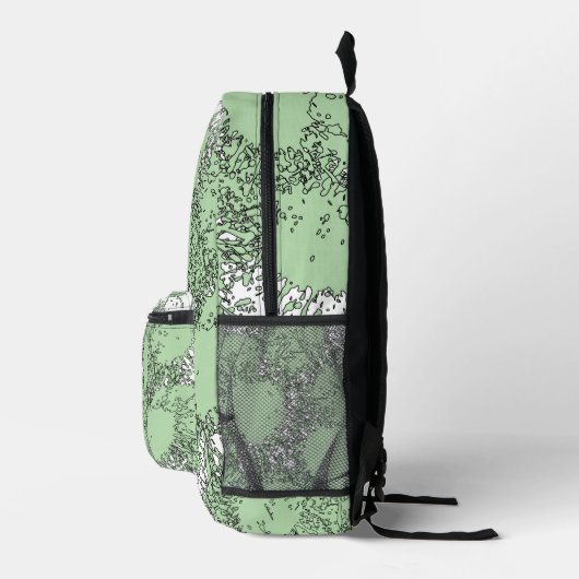 Misty Shamrocks Backpack – Chic & Artistic Green Bedrukte Rugzak (Rechts)