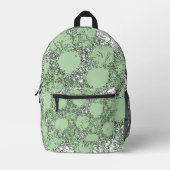 Misty Shamrocks Backpack – Chic & Artistic Green Bedrukte Rugzak (Voorkant)