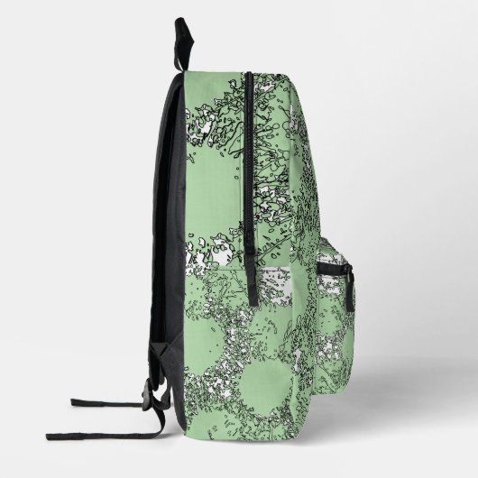 Misty Shamrocks Backpack – Chic & Artistic Green Bedrukte Rugzak (Links)