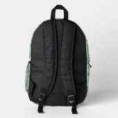 Misty Shamrocks Backpack – Chic & Artistic Green Bedrukte Rugzak (Achterkant)