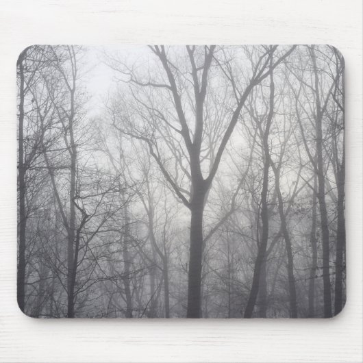 Misty Trees Gray Woodland Muismat (Voorkant)