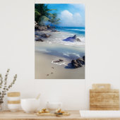 Misty Tropical Beachscape Art Print (Keuken)
