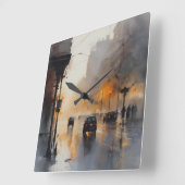 Misty Urban Evening Vierkante Klok (Hoek)