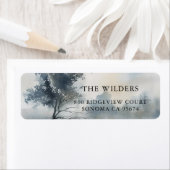 Misty Waterverf Trees Retouradres Etiket (Insitu)