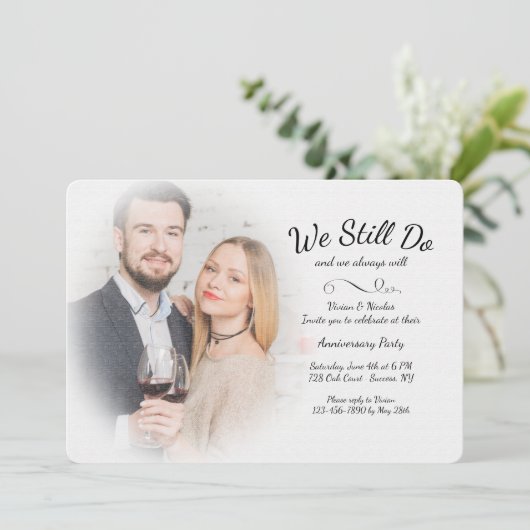 Misty We Still Do Foto Verjaardagsuitnodiging Kaart (Staand voorkant)