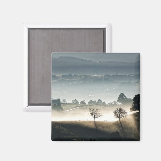 Misty Zwitserland Landschap Magneet (Voorkant / Achterkant)