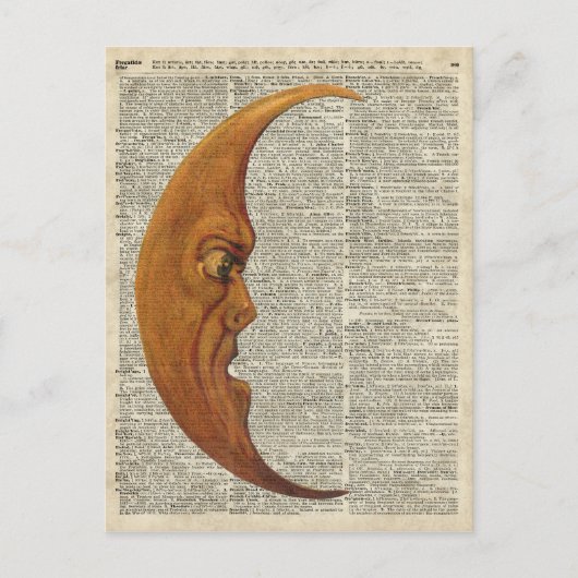 Mistycal Miedieval Moon Face Illustratie Briefkaart (Voorkant)