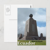 Mitad del Mundo Ecuador het monument van de Briefkaart (Voorkant / Achterkant)