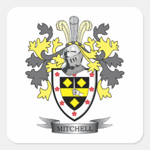 Mitchell Family Crest Coat of Arms Vierkante Sticker