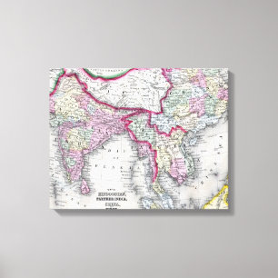 Mitchell Map India, Tibet, China en SE-Azië Canvas Afdruk
