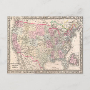 Mitchell Map of the United States (1866) Briefkaart