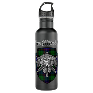 Mitchell Scottish Clan Tartan Lion Sword Crest.png Waterfles