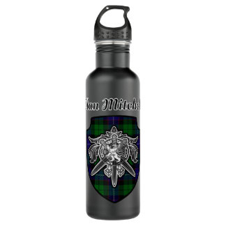 Mitchell Scottish Clan Tartan Lion Sword Crest.png Waterfles