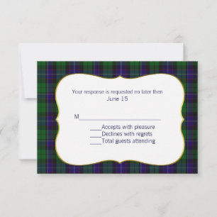 Mitchell Tartan Plaid Wedding Carte RSVP