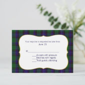 Mitchell Tartan Pset Wedding RSVP Kaart (Staand voorkant)
