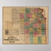 Mitchell's Sectional Map of Kansas (1859) Poster (Voorkant)