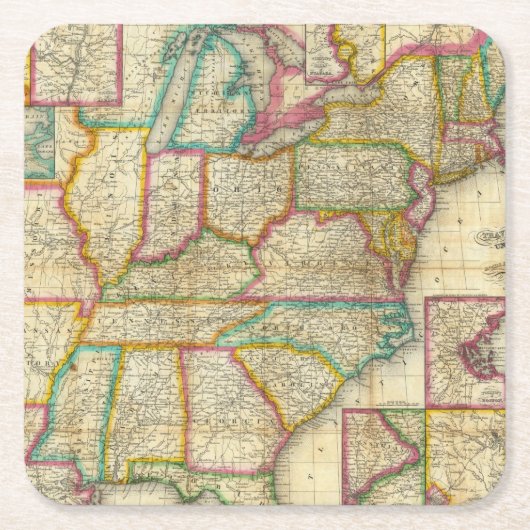 Mitchell's Travellers Guide Vierkante Kartonnen Onderzetter (Voorkant)