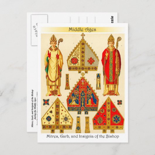 Miters, Garb en Insignia of the Bishop Briefkaart (Voorkant / Achterkant)