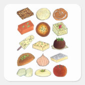 Mithai Indian Sweets Confectionery Desserts India Vierkante Sticker (Voorkant)