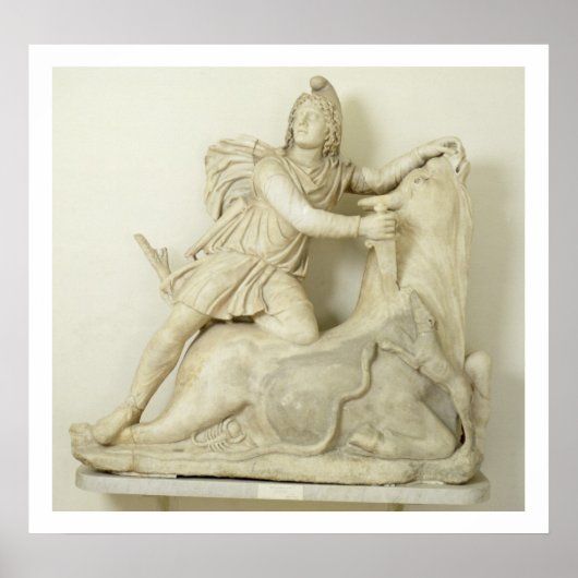 Mithras offert de Bull op, marmer relief, Roman Poster (Voorkant)