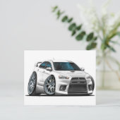 Mitsubishi Evo White Car Briefkaart (Staand voorkant)