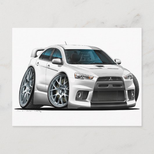 Mitsubishi Evo White Car Briefkaart (Voorkant)