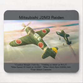 Mitsubishi J2M3 Raiden-vliegtuigmousepad Muismat