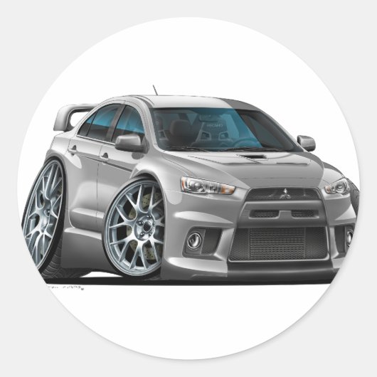 Mitsubishi Silver Car Ronde Sticker (Voorkant)