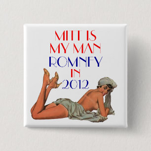 mitt is mijn man romney vierkante button 5,1 cm