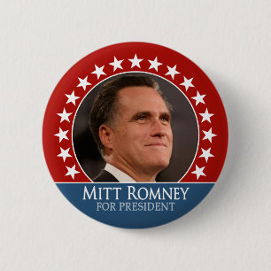 Mitt Romney 2012 - foto met sterren - rood Ronde Button 5,7 Cm
