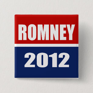 MITT ROMNEY 2012 VIERKANTE BUTTON 5,1 CM