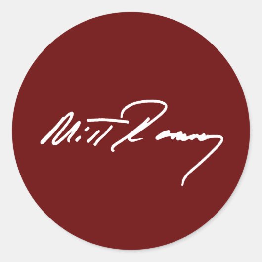 MITT ROMNEY AUTOGRAPH WHITE.png Ronde Sticker (Voorkant)