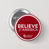 Mitt Romney gelooft in Amerika (donkerrood) Ronde Button 5,7 Cm (Voorkant /achterkant)