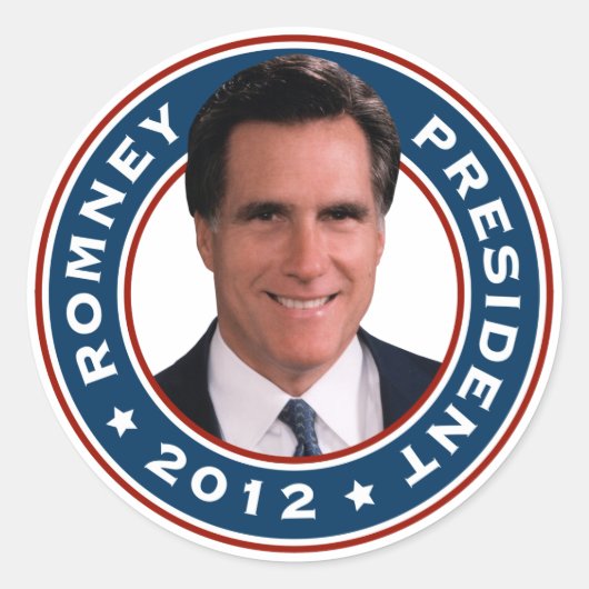 Mitt Romney President 2012 Ronde Sticker (Voorkant)
