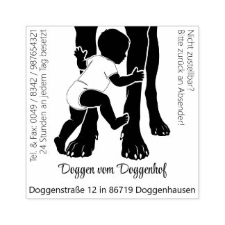 Mittel großer Doggen Stempel viel Text