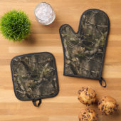 Mitten en Pot Holder Real Tree Camouflage Ontwerp Ovenwant & Pannenlap Set (Top down)