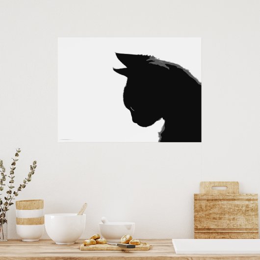Mitzi-Kat: Poster met zwarte en witte kat (Keuken)