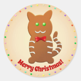 Mitzipher The Sweet Gingerbrood Cat Cartoon Ronde Sticker