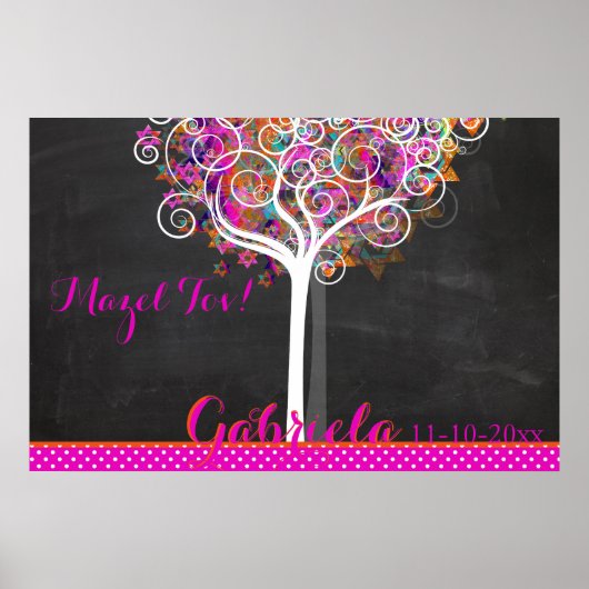 Mitzvah Chalkboard Tree of Life Sign In Board Poster (Voorkant)