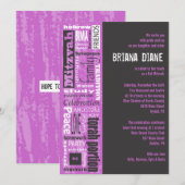 MITZVAH MOTS DIT Bar Bat Invitation Invitation (Devant / Derrière)