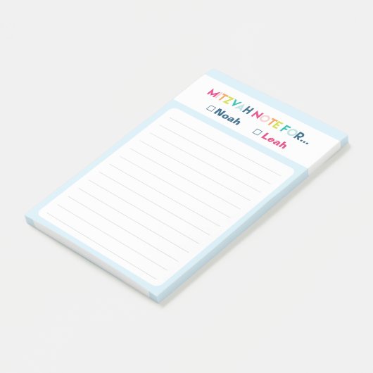 Mitzvah Note: Twee namen 4x6 Sticky Pad Post-it® Notes (Schuin)