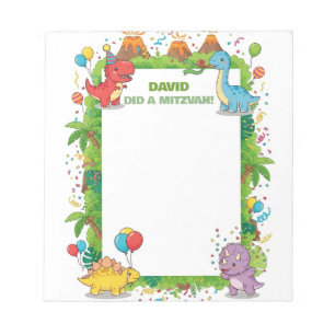 Mitzvah-notities voor kinderen Cute Dinosaur Party Notitieblok