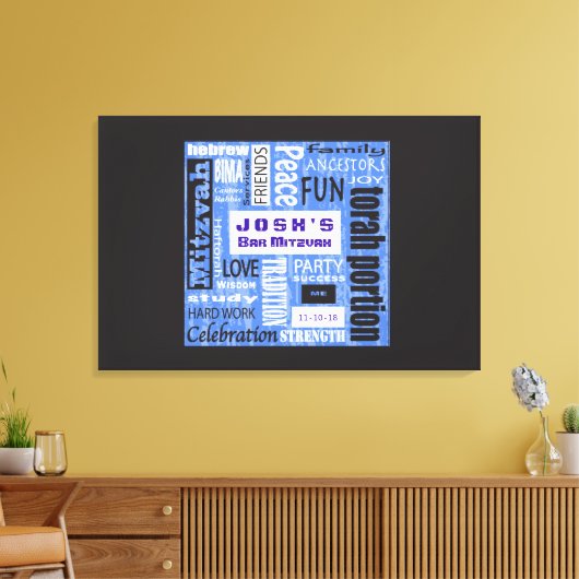 MITZVAH WORDS Bar Bat Mitzvah Inloggen Board Canvas Afdruk (Insitu (Woonkamer))
