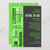 MITZVAH WORDS DIT Bar Bat Invitation Invitation (Devant / Derrière)